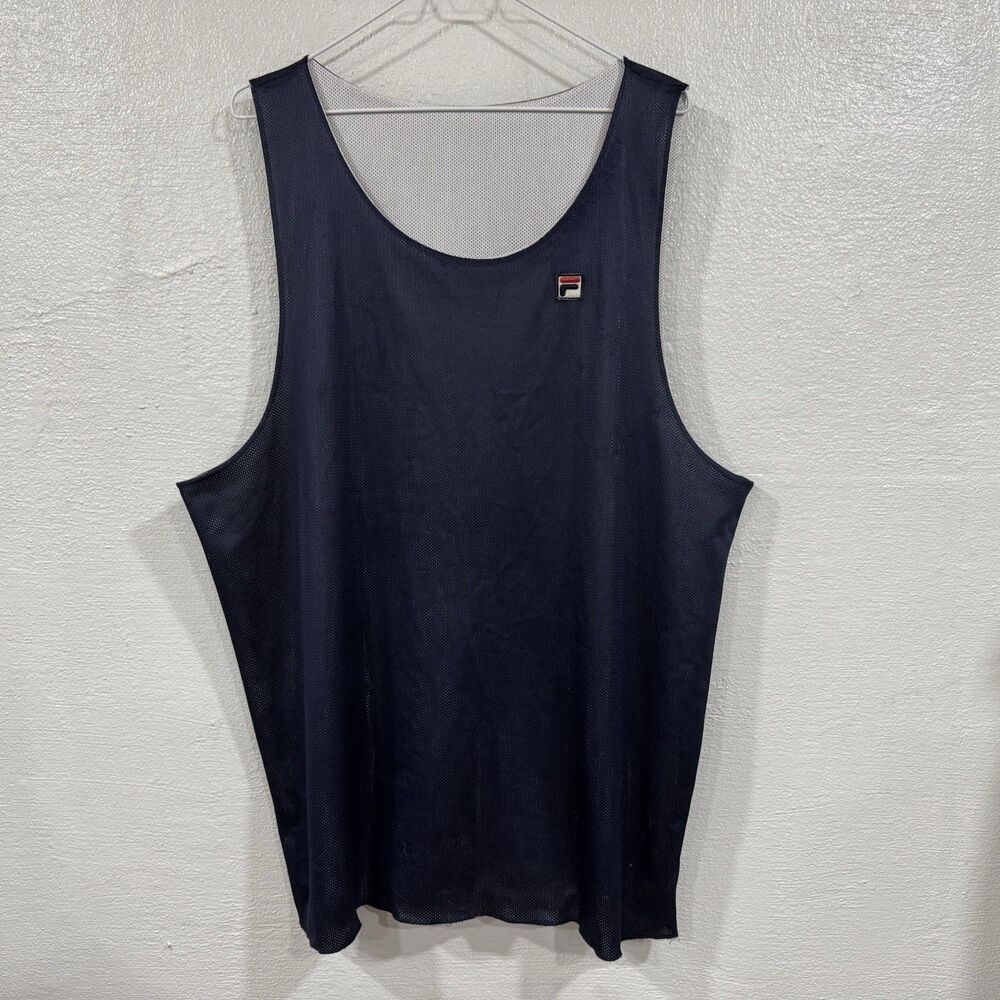 Vintage FILA Reversible Mesh Tank Top Men X XL Black White Basketball Jersey Gym